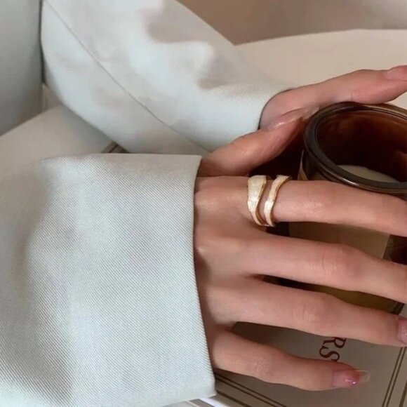 14K Gold Filled Geometric Adjustable Ring - Picture 3 of 4